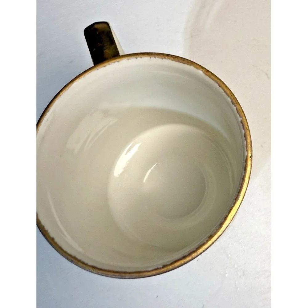 Vintage Sweet Pea April Coffee Cup Iridescent Gold Pink Flowers Fancy Handle - Picture 5 of 6